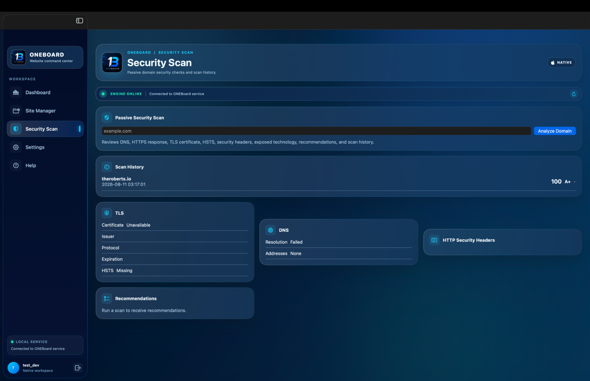 ONEBoard Security Scan